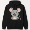 Unisex Hoodie with Happy Smiling Mouse Design - Casual and Fun Style