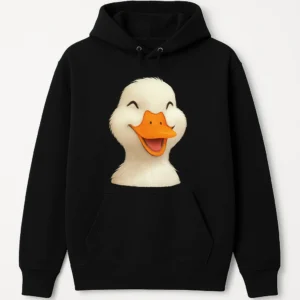 Unisex Hoodie with Happy Smiling Duck Design - Casual Style