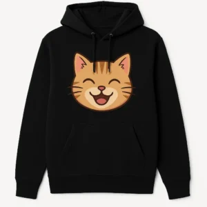 Unisex Hoodie with Happy Smiling Cat Design - Cozy and Stylish