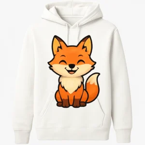 Unisex Hoodie with Smiling Fox Design - Fun and Cozy Style