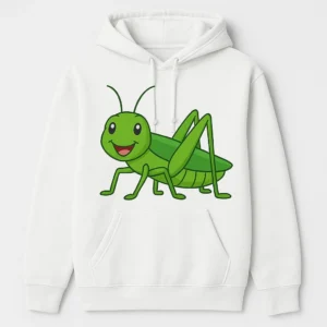 Unisex Hoodie with Happy Smiling Grasshopper Design - Casual Style