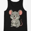 Unisex Tank Top with Happy Smiling Mouse Design - Casual and Fun Style