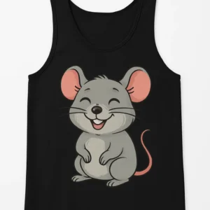 Unisex Tank Top with Happy Smiling Mouse Design - Casual and Fun Style