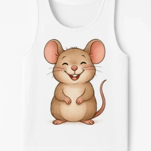 Unisex Tank Top with Happy Smiling Mouse Design - Casual and Fun Style