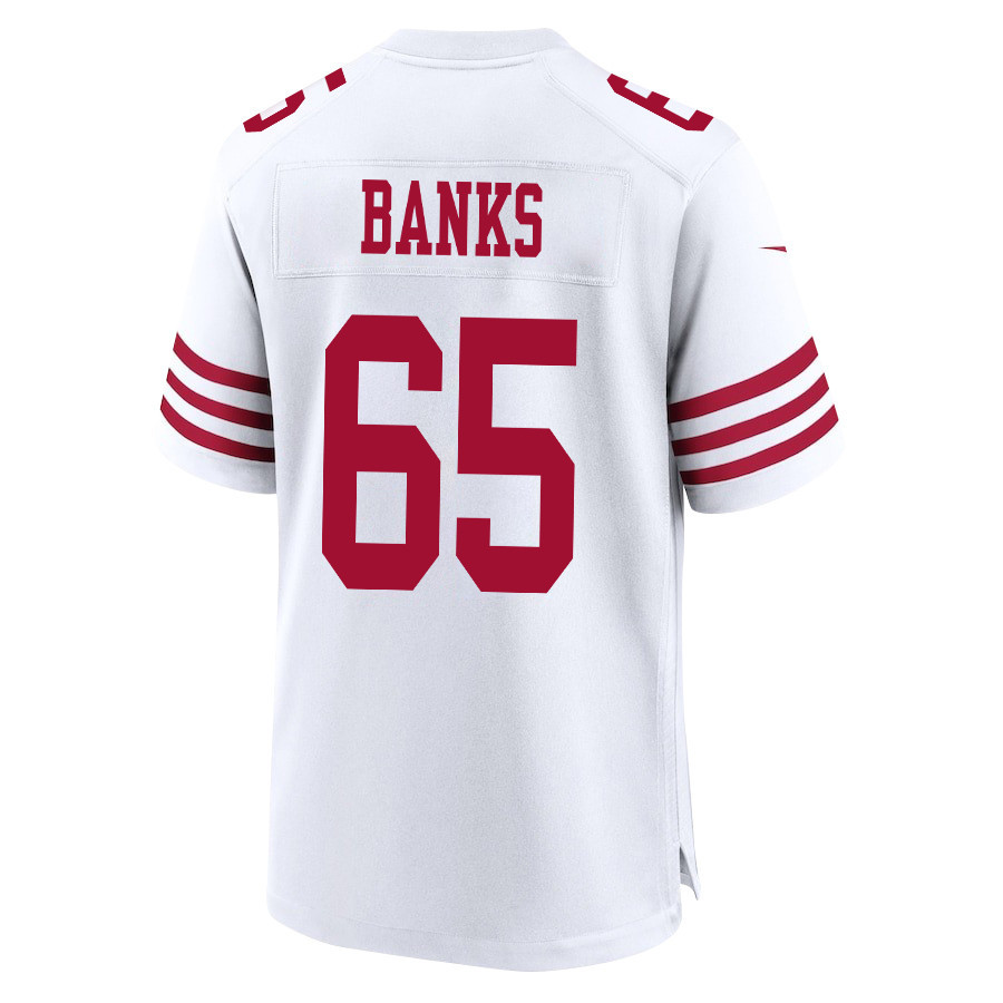 Aaron Banks 65 San Francisco 49ers Super Bowl LVIII Patch Game Men Jersey - White JS5274 Saliibo - Image 3