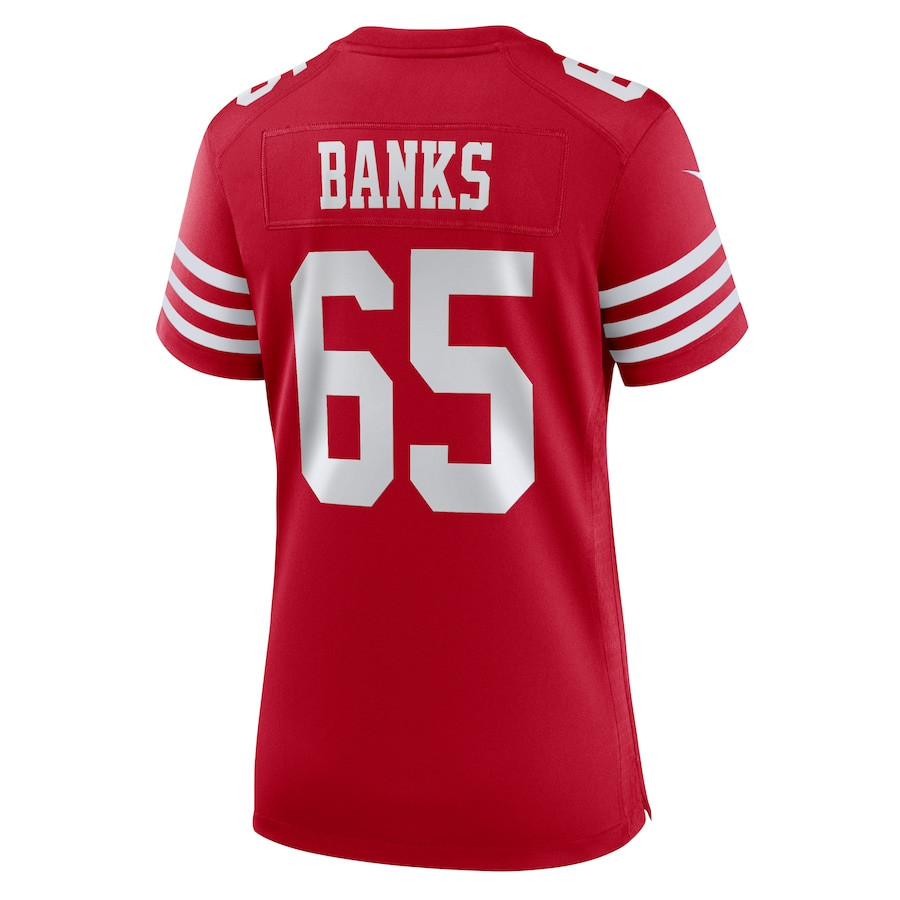 Aaron Banks 65 San Francisco 49ers Women's Game Jersey - Scarlet JS6765 Saliibo - Image 3