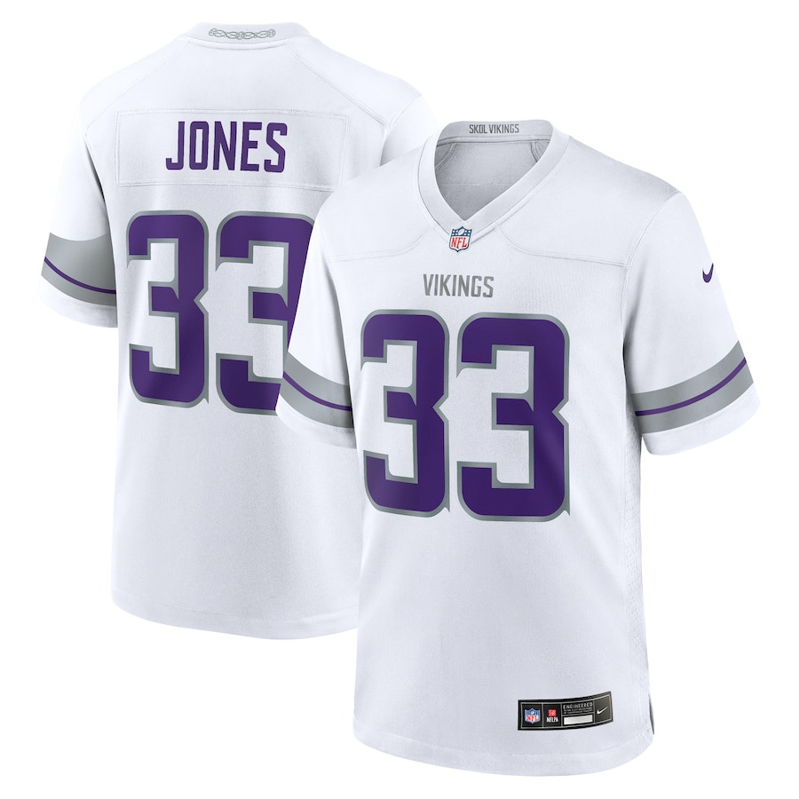 Aaron Jones 33 Minnesota Vikings Alternate Game Men Jersey - White JS6734 Saliibo