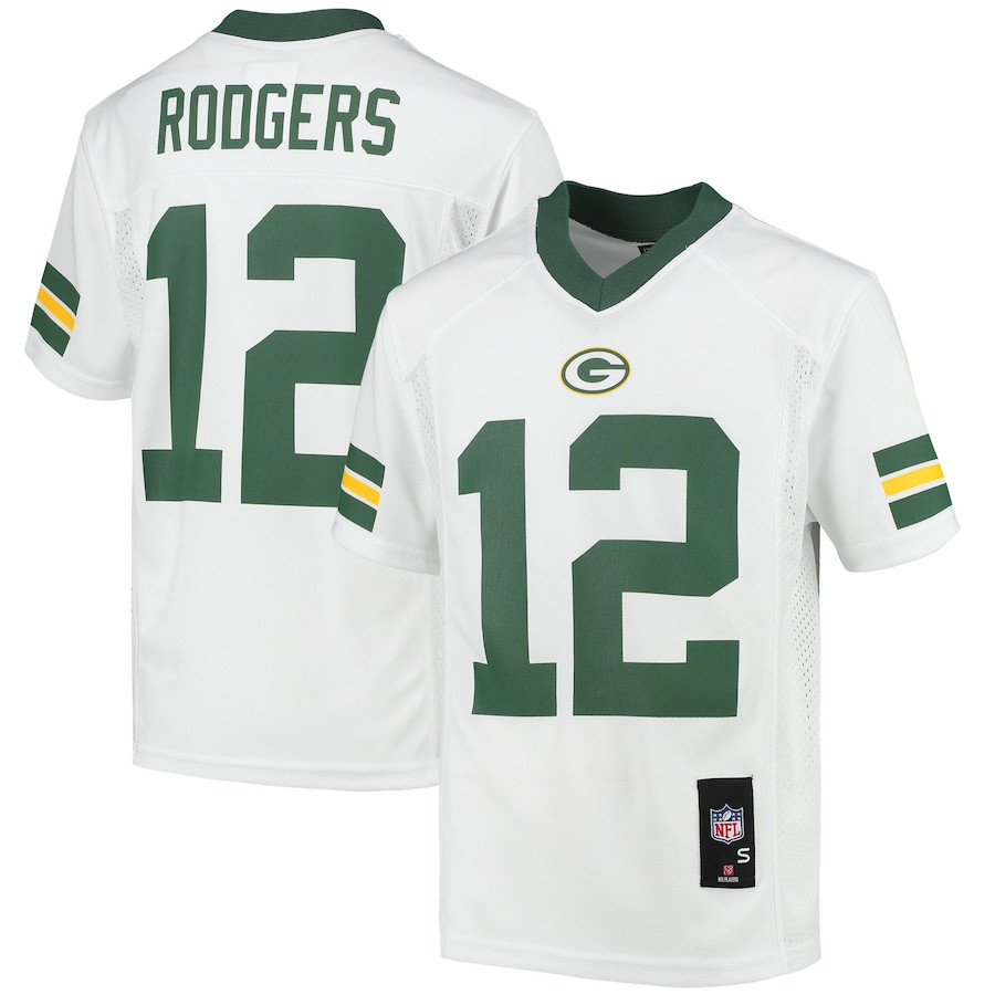 Aaron Rodgers 12 Green Bay Packers YOUTH Jersey - White JS6549 Saliibo