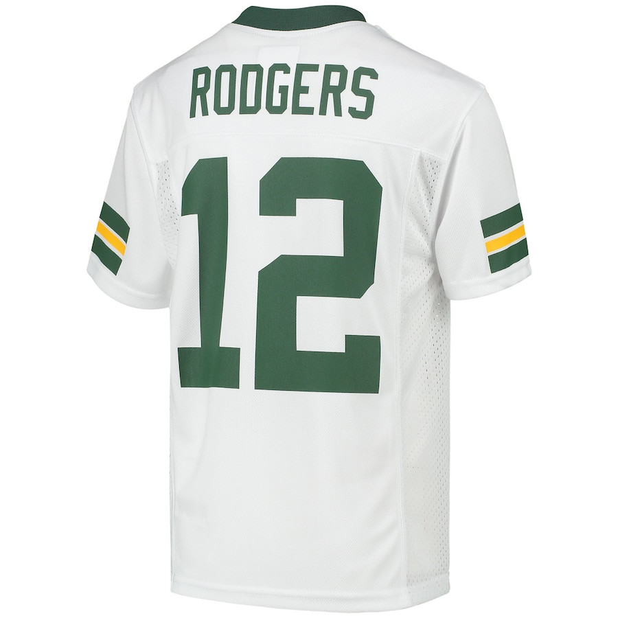 Aaron Rodgers 12 Green Bay Packers YOUTH Jersey - White JS6549 Saliibo - Image 3