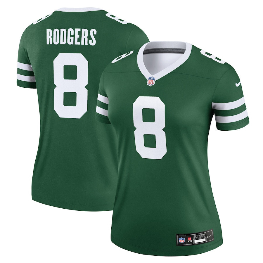 Aaron Rodgers 8 New York Jets Alternate Legend Jersey, Women Legacy Green JS2799 Saliibo