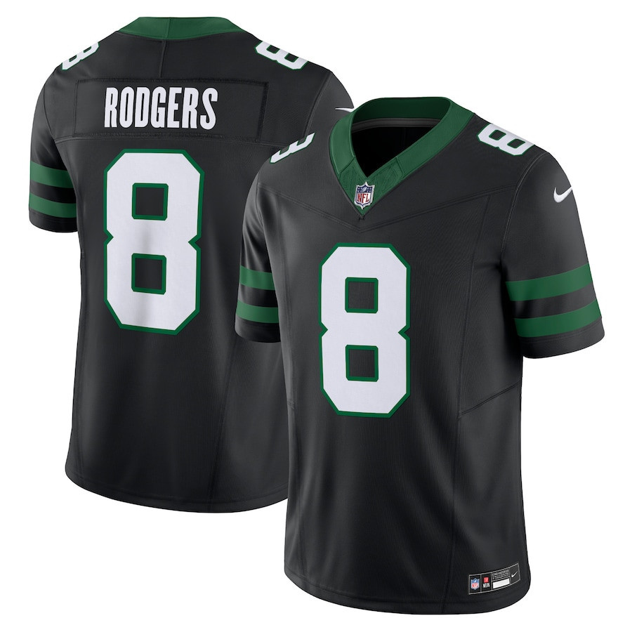 Aaron Rodgers 8 New York Jets Alternate Vapor F.U.S.E. Limited Jersey - Men, Legacy Black JS5565 Saliibo