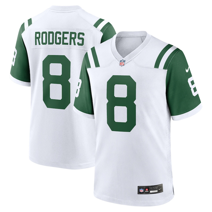 Aaron Rodgers 8 New York Jets Classic Alternate Game Men Jersey - White JS9552 Saliibo