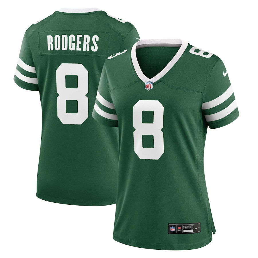 Aaron Rodgers 8 New York Jets Game Jersey - Women, Green JS7771 Saliibo