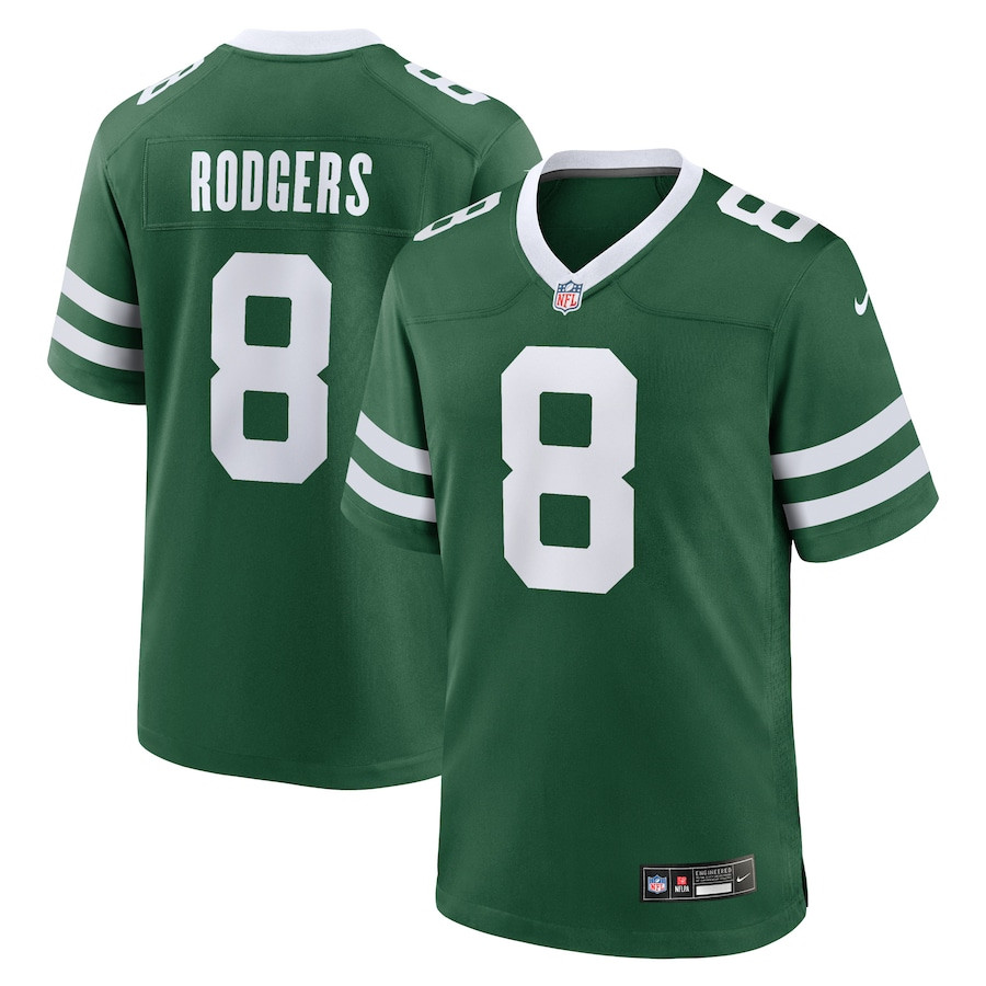 Aaron Rodgers 8 New York Jets Game Men Jersey - Legacy Green JS6742 Saliibo
