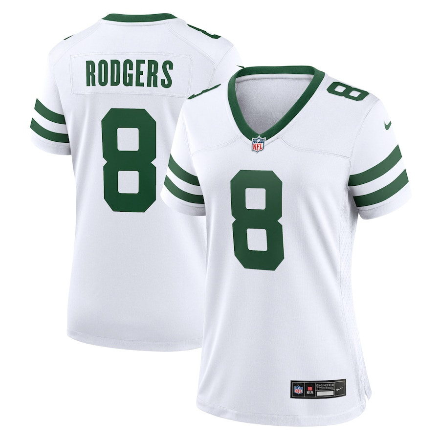 Aaron Rodgers 8 New York Jets Game Women Jersey - Legacy White JS1595 Saliibo