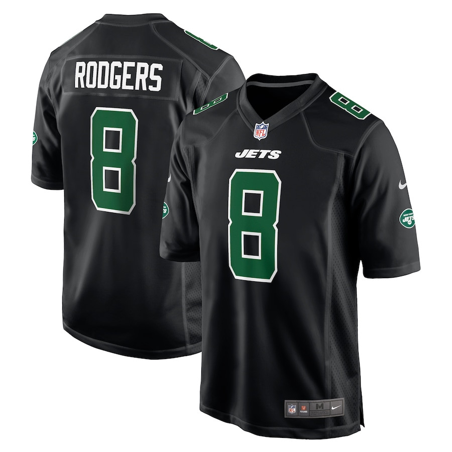 Aaron Rodgers 8 New York Jets Men Fashion Game Jersey - Black JS6994 Saliibo