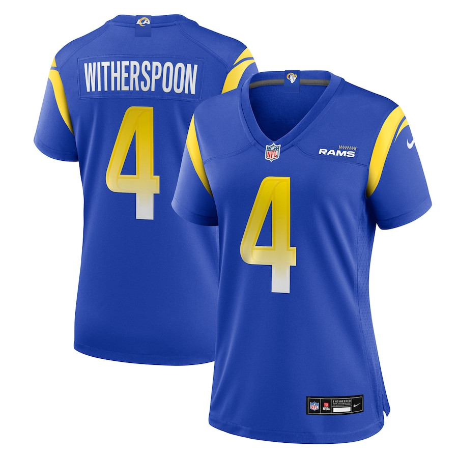 Ahkello Witherspoon 4 Los Angeles Rams Women's Team Game Jersey - Royal JS6421 Saliibo