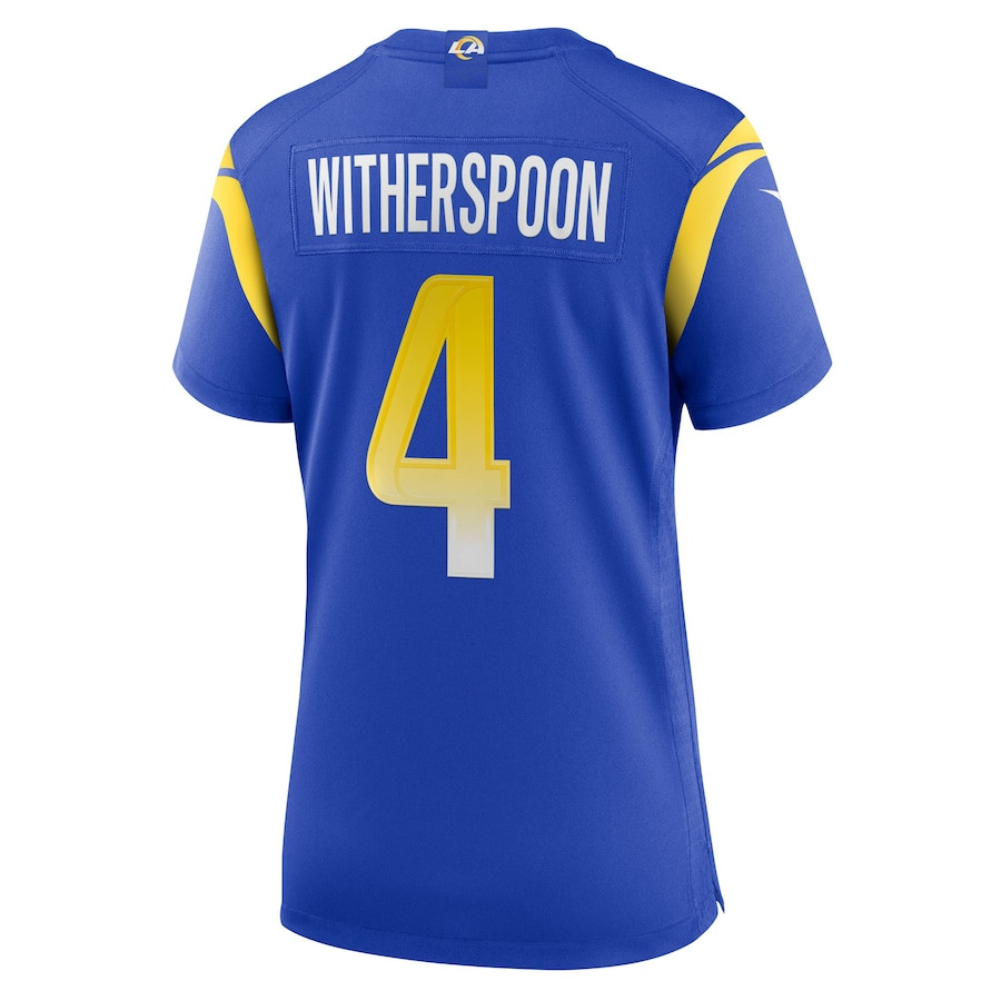 Ahkello Witherspoon 4 Los Angeles Rams Women's Team Game Jersey - Royal JS6421 Saliibo - Image 3