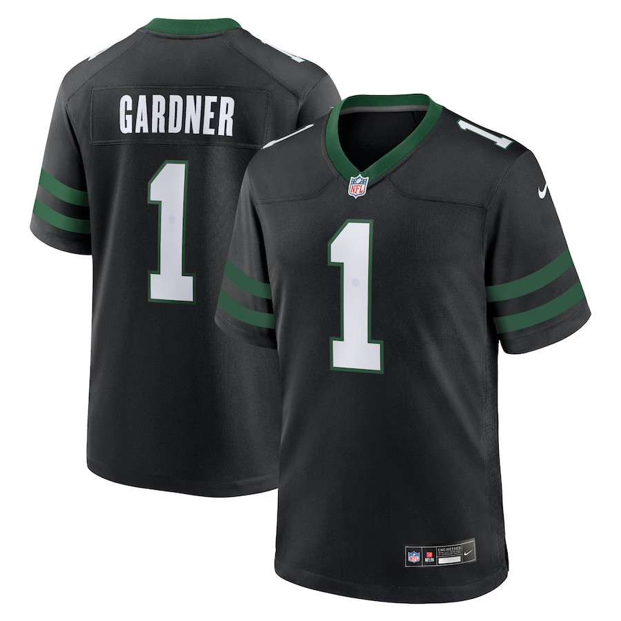 Ahmad Sauce Gardner 1 New York Jets Alternate Game Jersey - Men, Legacy Black JS2001 Saliibo