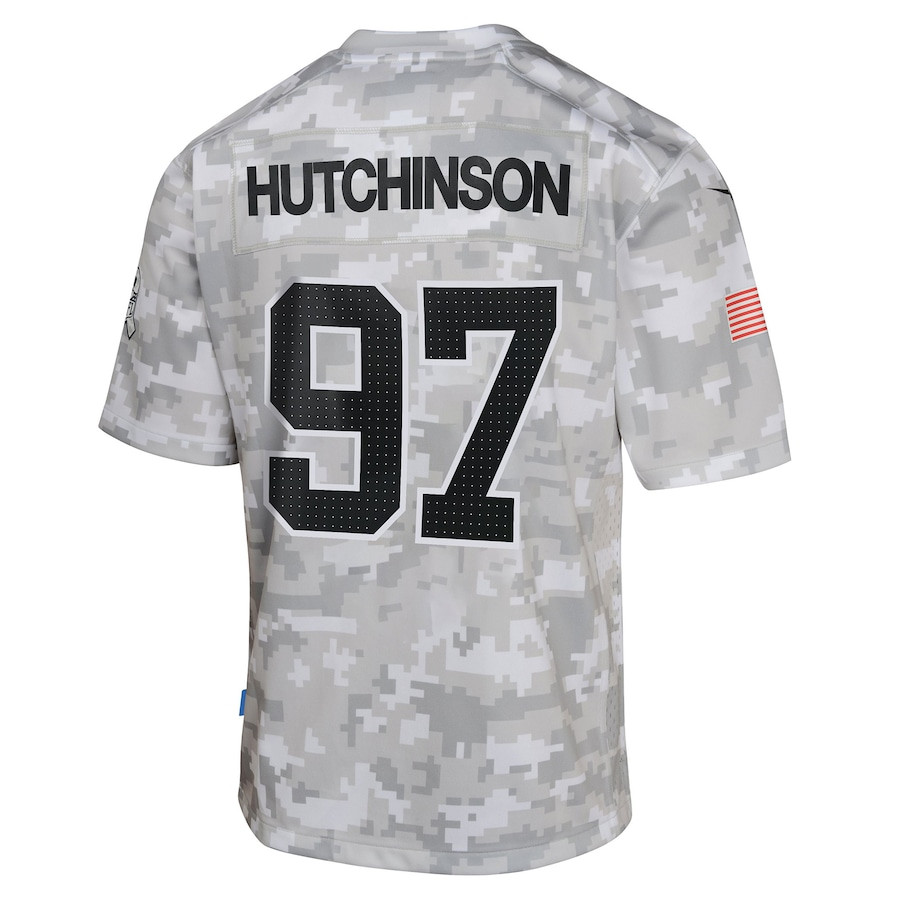 Aidan Hutchinson 97 Detroit Lions 2024 Salute to Service Game YOUTH Jersey - Arctic Camo JS6096 Saliibo - Image 3