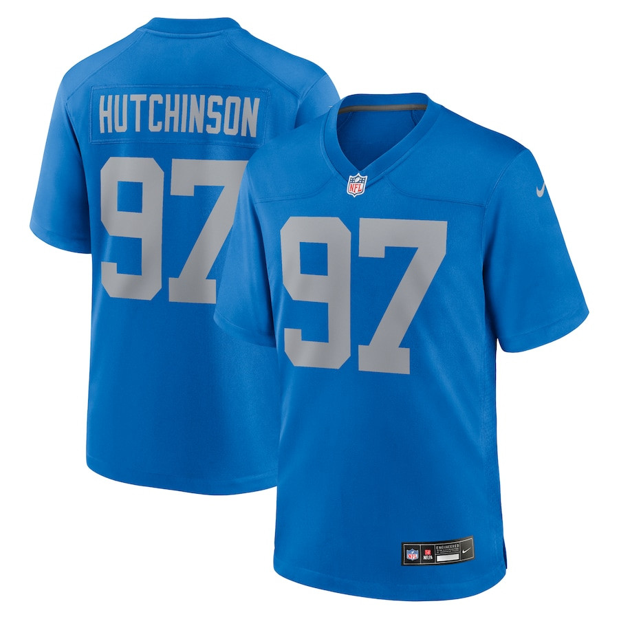 Aidan Hutchinson 97 Detroit Lions Alternate Game Men Jersey - Blue JS5427 Saliibo