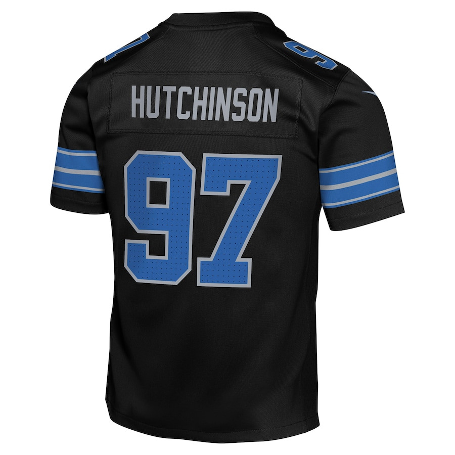 Aidan Hutchinson 97 Detroit Lions Alternate Player Game YOUTH Jersey - Black JS7323 Saliibo - Image 3