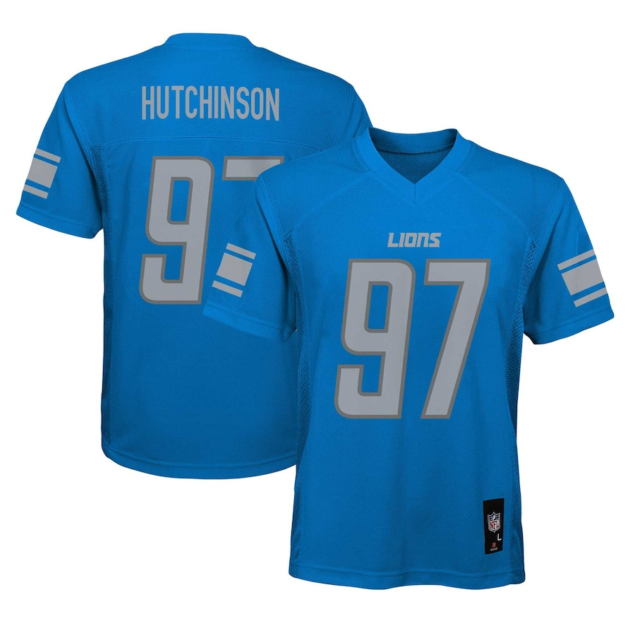 Aidan Hutchinson 97 Detroit Lions Alternate YOUTH Jersey - Blue JS1823 Saliibo