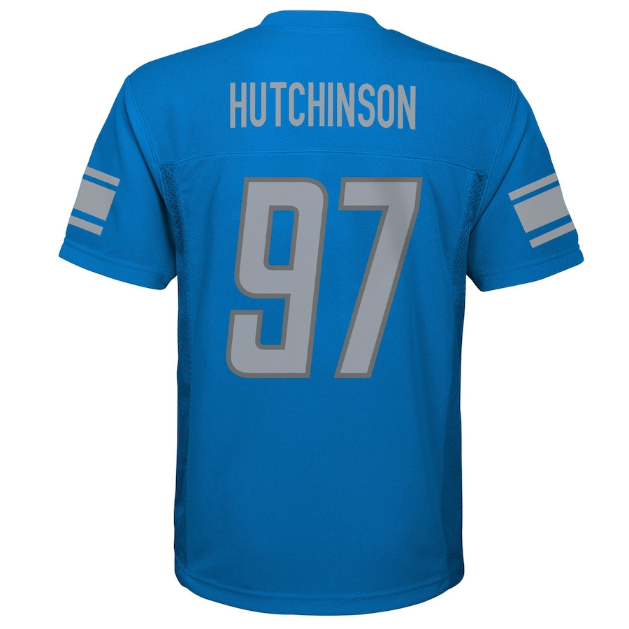 Aidan Hutchinson 97 Detroit Lions Alternate YOUTH Jersey - Blue JS1823 Saliibo - Image 3