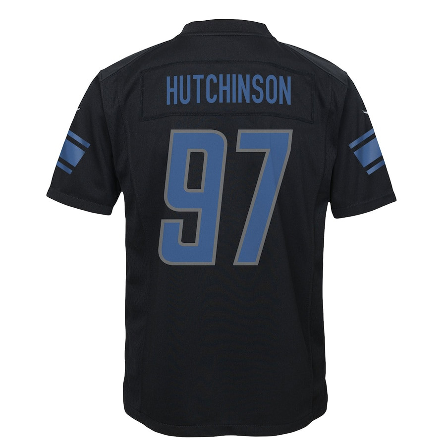 Aidan Hutchinson 97 Detroit Lions Fashion Game YOUTH Jersey - Black JS6723 Saliibo - Image 3