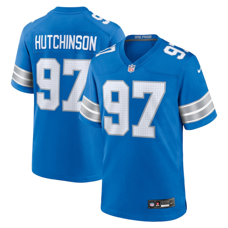 Aidan Hutchinson 97 Detroit Lions Game Jersey - Men, Blue JS7967 Saliibo