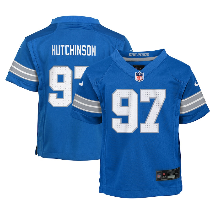 Aidan Hutchinson 97 Detroit Lions Game YOUTH Jersey - Blue JS8625 Saliibo