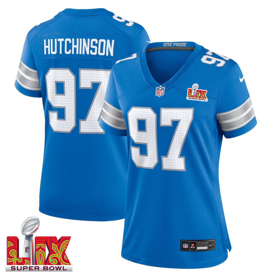 Aidan Hutchinson #97 Detroit Lions Super Bowl LIX Women's Jersey - Blue JS7210 Saliibo