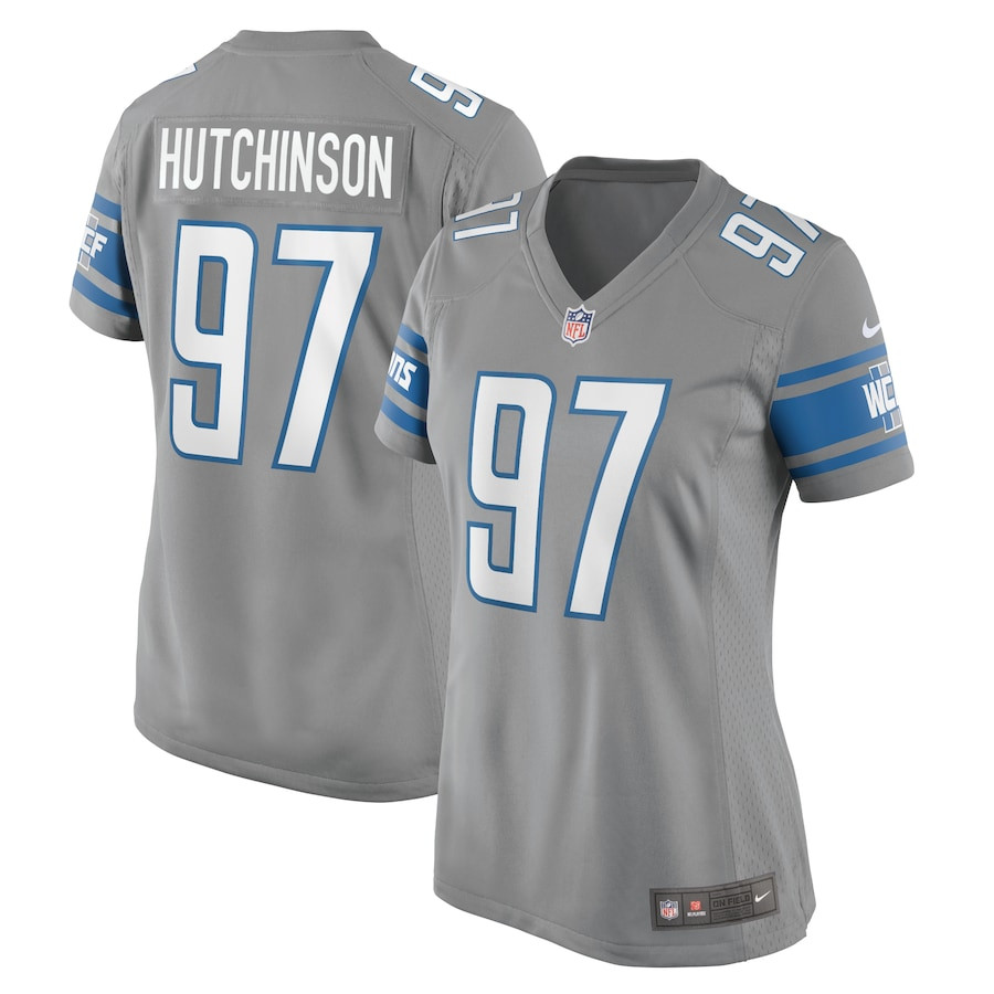 Aidan Hutchinson 97 Detroit Lions Women Game Jersey - Silver JS5826 Saliibo