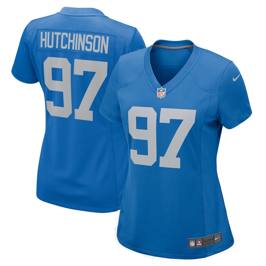Aidan Hutchinson 97 Detroit Lions Women Player Jersey - Blue JS8438 Saliibo