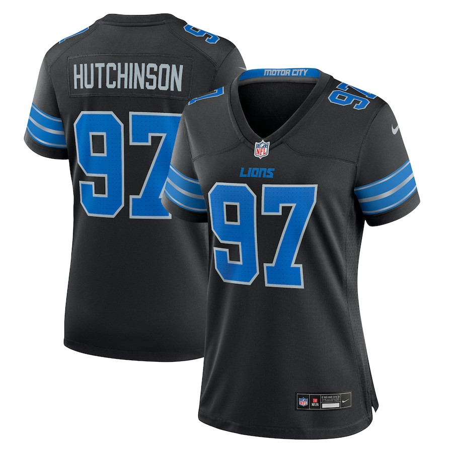 Aidan Hutchinson 97 Detroit Lions Women's Alternate Game Jersey - Black JS2644 Saliibo