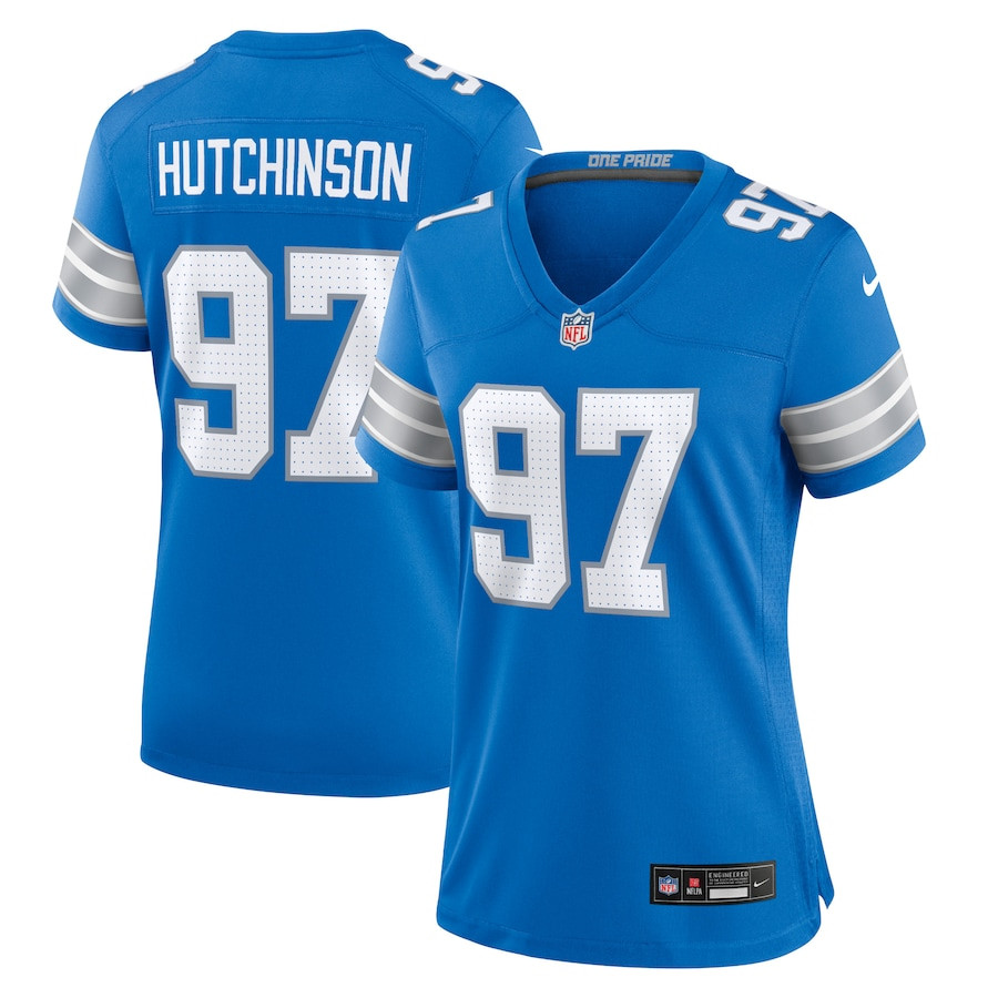 Aidan Hutchinson 97 Detroit Lions Women's Team Game Jersey - Blue JS4659 Saliibo