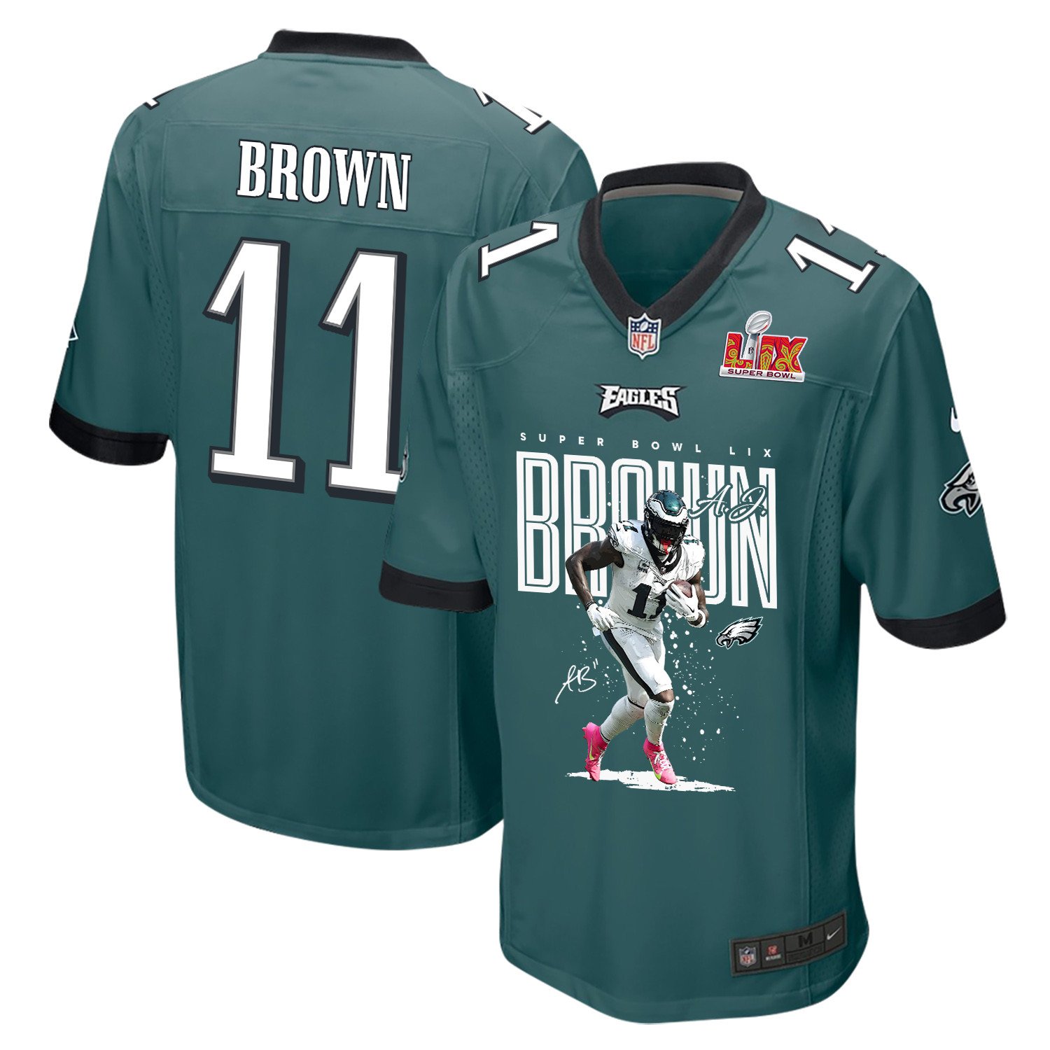 A.J. Brown 11 Philadelphia Eagles 'A.J.'s TD Tango' Game Men Jersey - Midnight Green JS9035 Saliibo