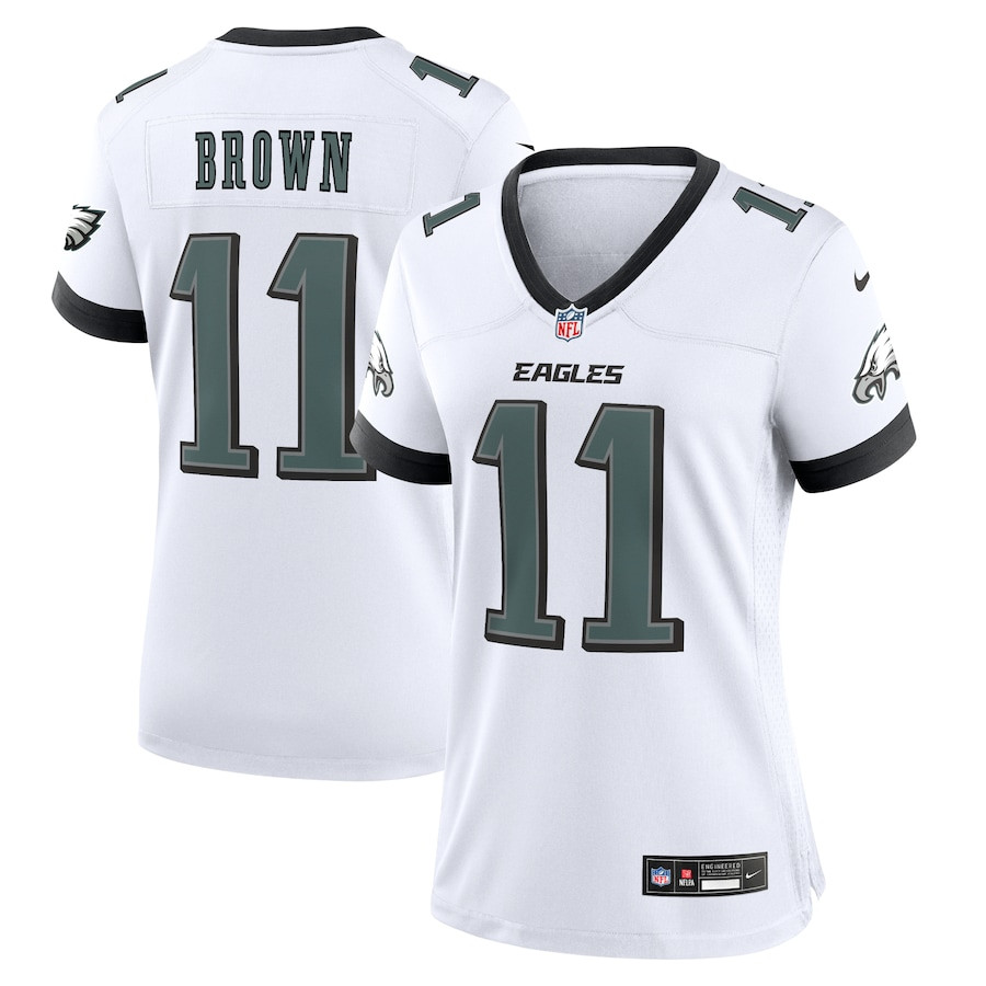 A.J. Brown 11 Philadelphia Eagles Game Women Jersey - White JS2568 Saliibo