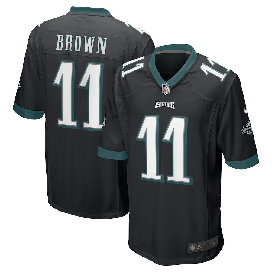 A.J. Brown 11 Philadelphia Eagles Men Game Jersey - Black JS6008 Saliibo