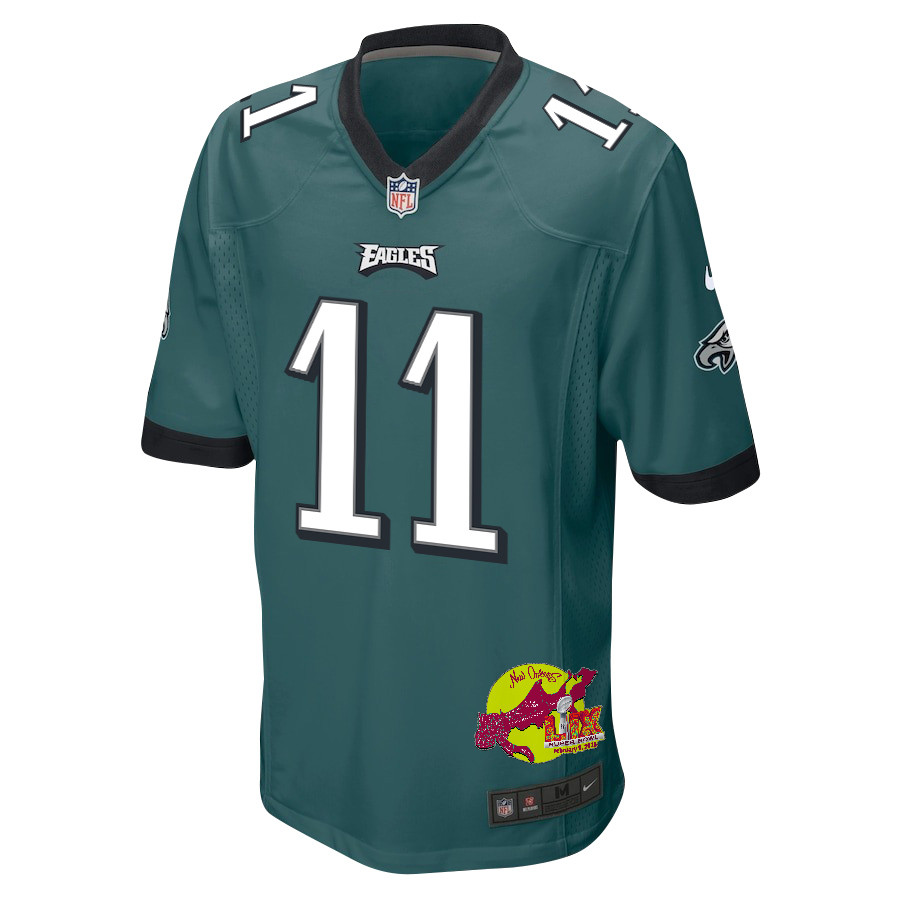 A.J. Brown 11 Philadelphia Eagles Super Bowl LIX New Orleans Patch Game Men Jersey - Midnight Green JS8524 Saliibo - Image 3