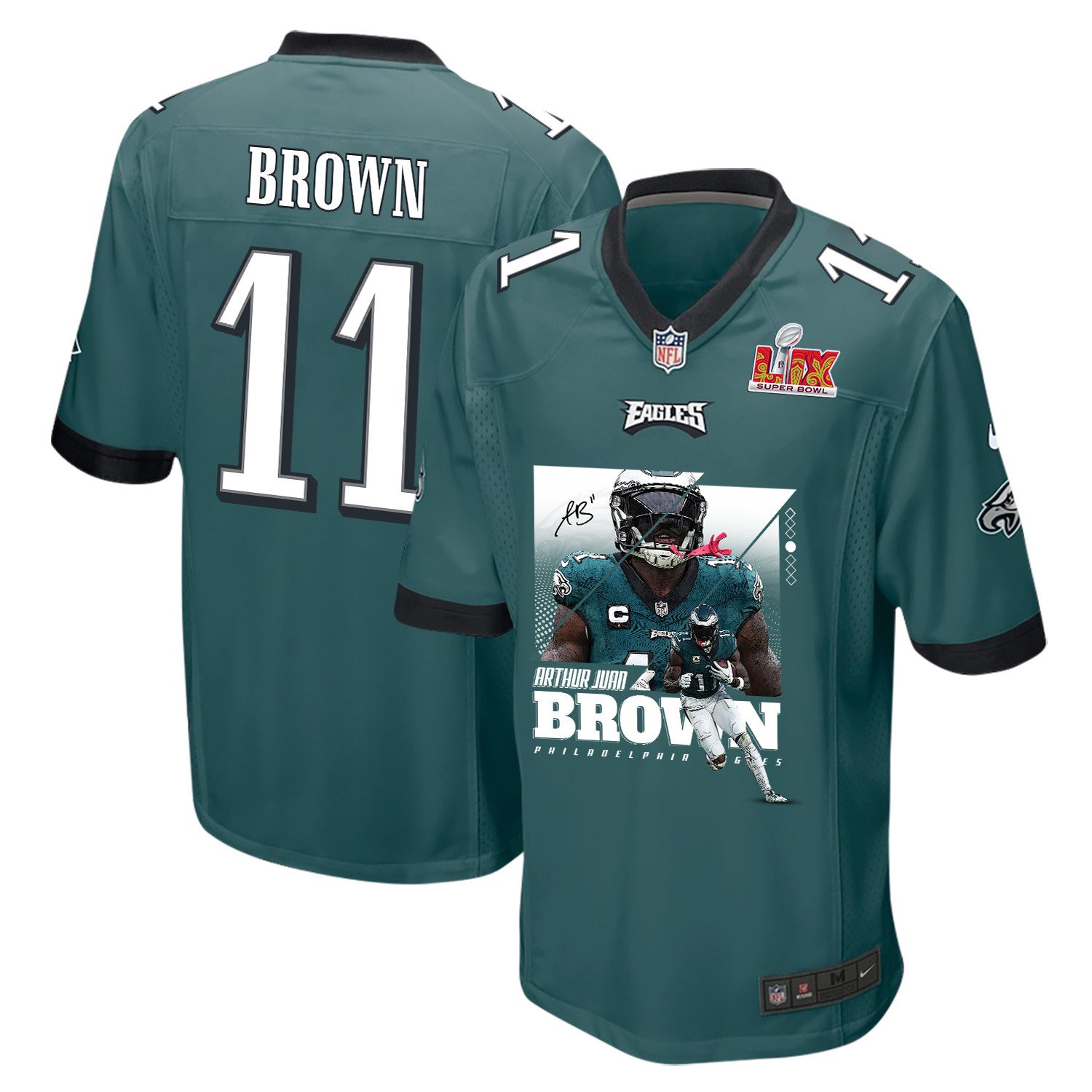 A.J. Brown 11 Philadelphia Eagles 'Swole Batman' Game Men Jersey - Midnight Green JS2670 Saliibo
