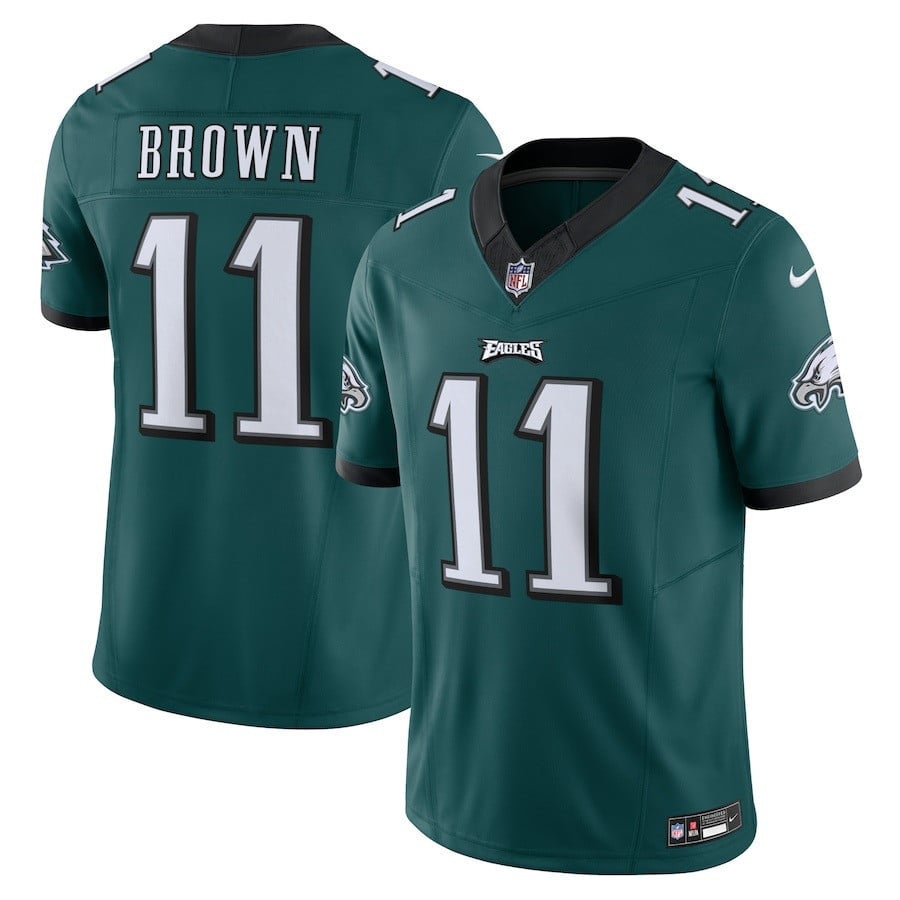A.J. Brown 11 Philadelphia Eagles Vapor F.U.S.E. Limited Jersey - Midnight Green JS5815 Saliibo