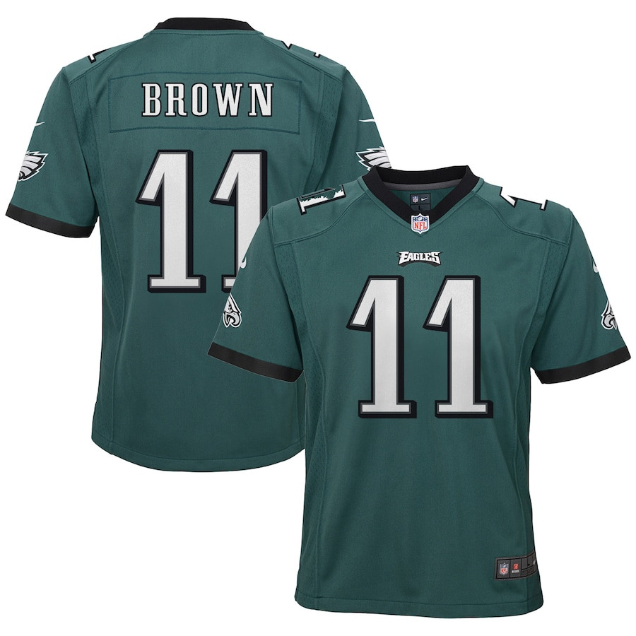 A.J. Brown 11 Philadelphia Eagles YOUTH Game Jersey - Green JS6600 Saliibo