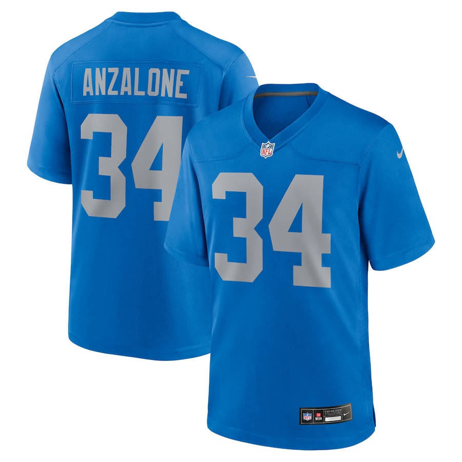 Alex Anzalone 34 Detroit Lions Alternate Game Men Jersey - Blue JS5205 Saliibo