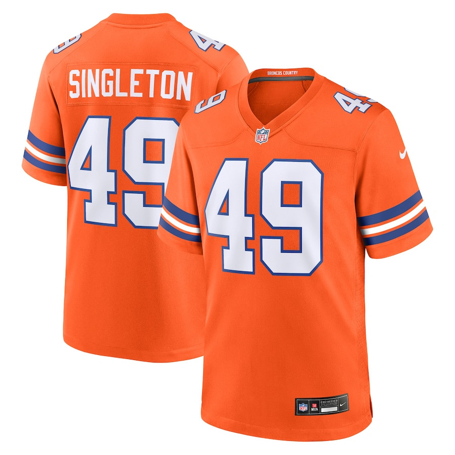 Alex Singleton 49 Denver Broncos Mile High Collection 1977 Throwback Player Game Men Jersey - Orange JS9959 Saliibo