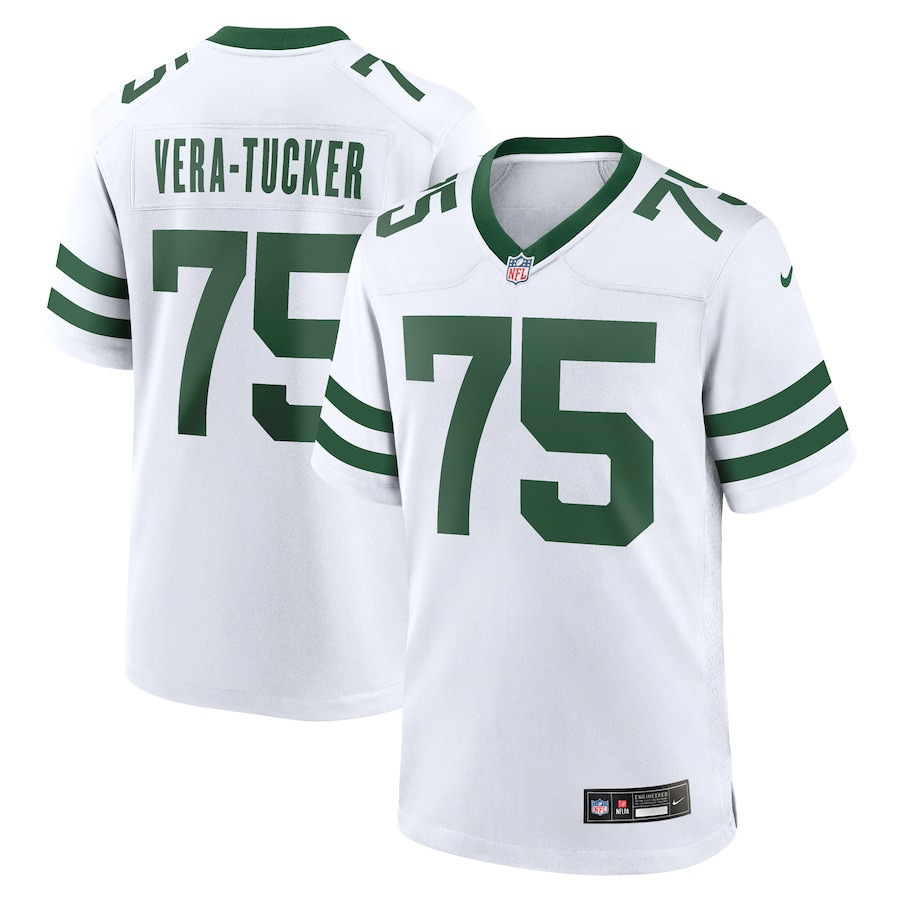 Alijah Vera-Tucker 75 New York Jets Game Jersey - Men, Legacy White JS7884 Saliibo