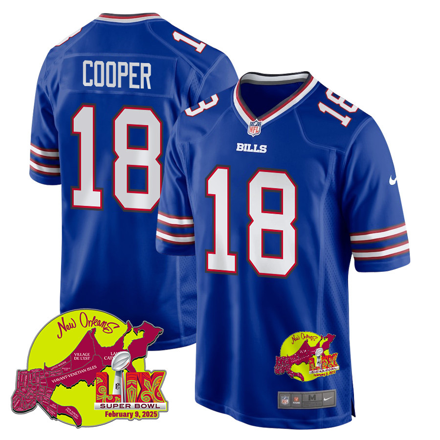 Amari Cooper 18 Buffalo Bills Super Bowl LIX New Orleans Patch Game Men Jersey - Royal JS7243 Saliibo