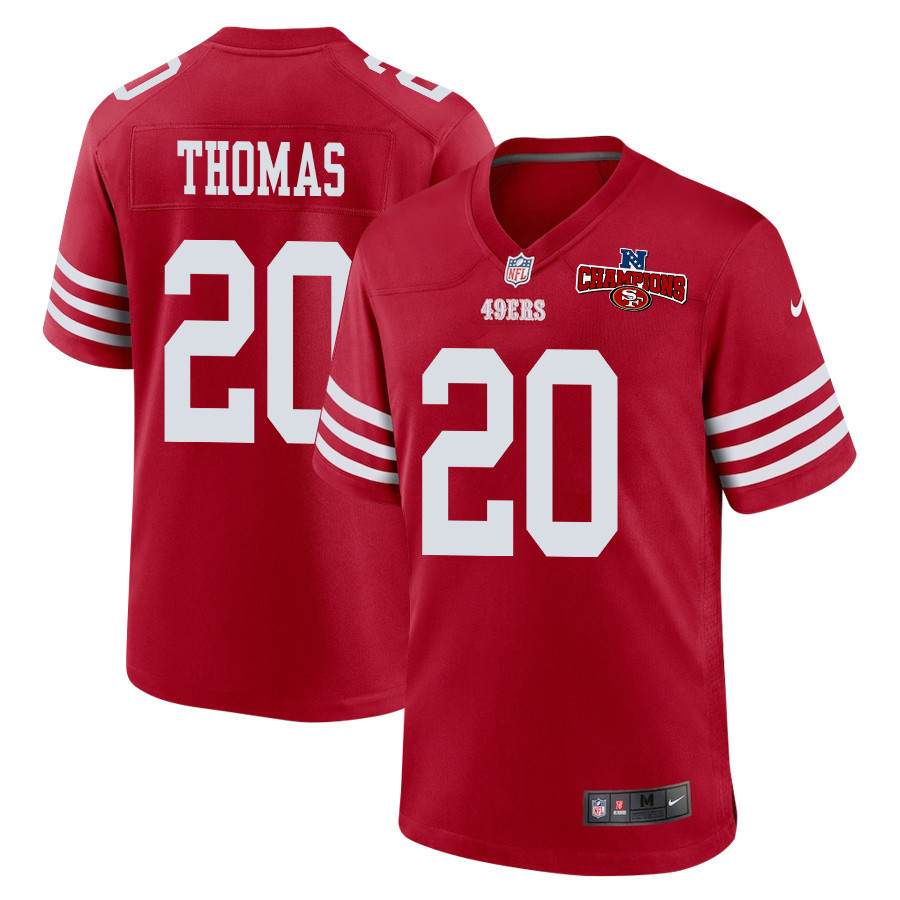 Ambry Thomas 20 San Francisco 49ers NFC Champions Patch Game Men Jersey - Scarlet JS8076 Saliibo