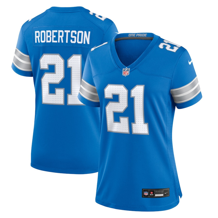 Amik Robertson 21 Detroit Lions Team Game Women Jersey - Blue JS6687 Saliibo