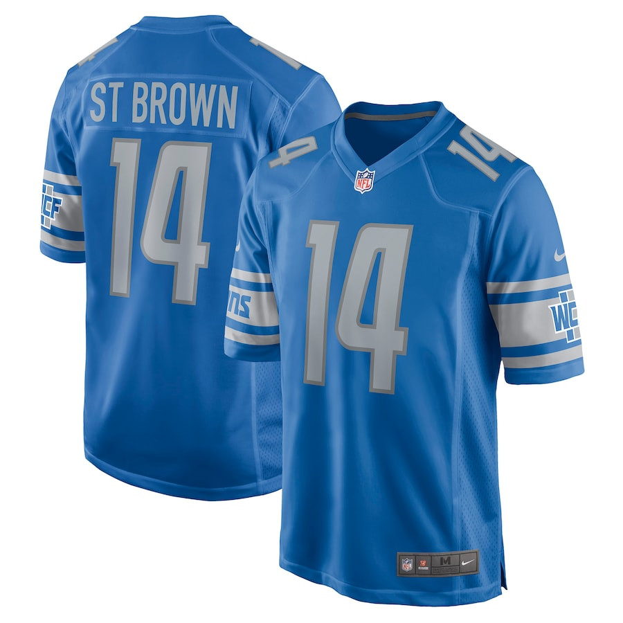 Amon-Ra St. Brown 14 Detroit Lions Men Game Jersey - Blue JS4770 Saliibo
